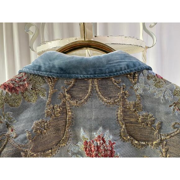 Soft Surroundings Duster Boho Retro Tapestry Detail Velvet Collar Size XL - Picture 9 of 11